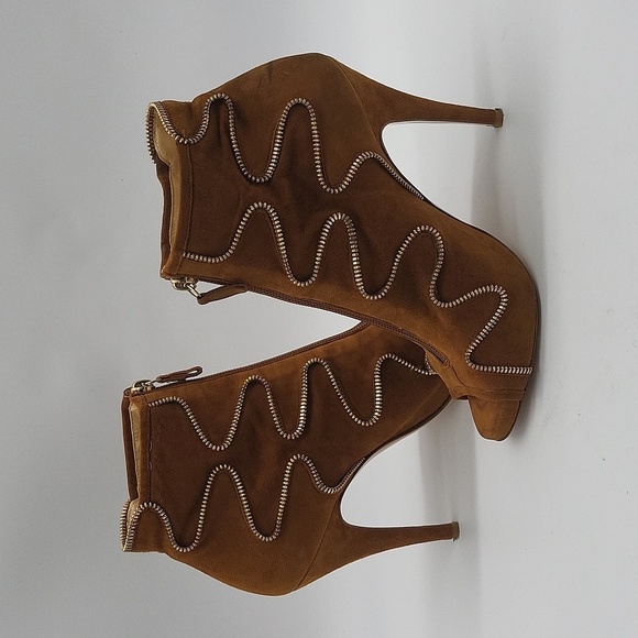 941- Bionda Castana Ankle Suede Boots Open Toe Made In Italy Size 6.5 - Picture 8 of 12